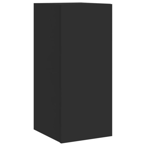 ŚCIENNA SZAFKA TV Z LED CZARNA 30,5X35X70CM