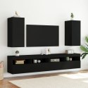 ŚCIENNA SZAFKA TV Z LED CZARNA 30,5X35X70CM