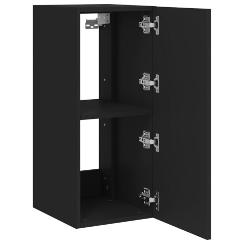 ŚCIENNA SZAFKA TV Z LED CZARNA 30,5X35X70CM