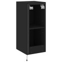 ŚCIENNA SZAFKA TV Z LED CZARNA 30,5X35X70CM