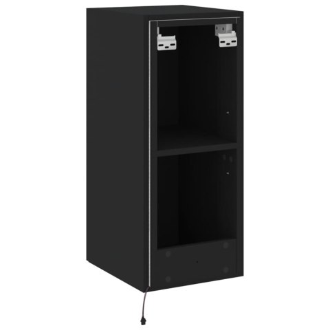 ŚCIENNA SZAFKA TV Z LED CZARNA 30,5X35X70CM