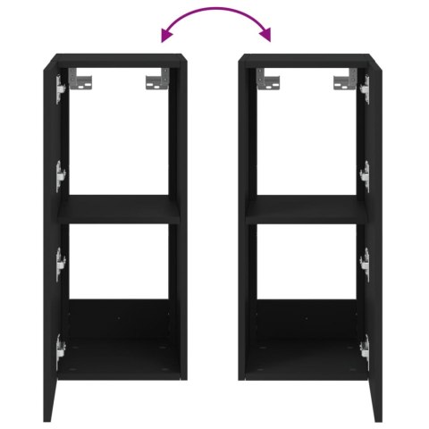 ŚCIENNA SZAFKA TV Z LED CZARNA 30,5X35X70CM
