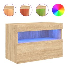 ŚCIENNA SZAFKA TV Z LED DĄB SONOMA 60X30X40CM