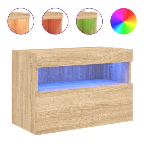 ŚCIENNA SZAFKA TV Z LED DĄB SONOMA 60X30X40CM