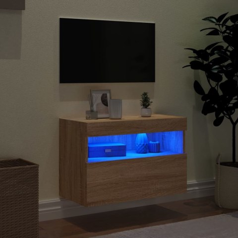 ŚCIENNA SZAFKA TV Z LED DĄB SONOMA 60X30X40CM