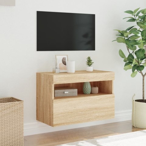ŚCIENNA SZAFKA TV Z LED DĄB SONOMA 60X30X40CM