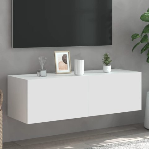 ŚCIENNA SZAFKA TV Z LED BIAŁA 100X35X31CM