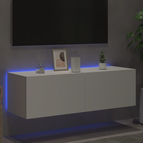 ŚCIENNA SZAFKA TV Z LED BIAŁA 100X35X31CM