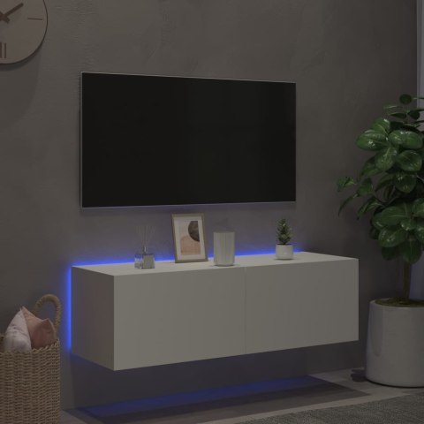 ŚCIENNA SZAFKA TV Z LED BIAŁA 100X35X31CM