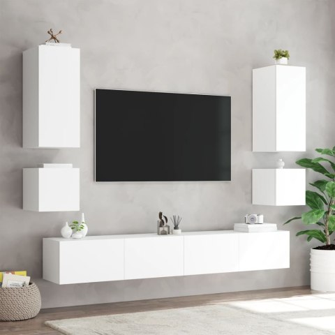 ŚCIENNA SZAFKA TV Z LED BIAŁA 100X35X31CM