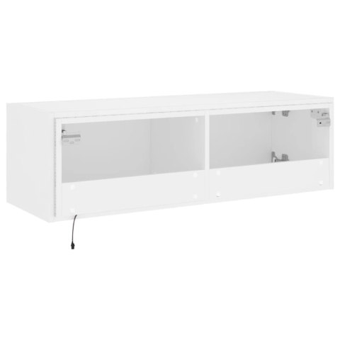 ŚCIENNA SZAFKA TV Z LED BIAŁA 100X35X31CM