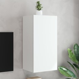 ŚCIENNA SZAFKA TV Z LED, BIAŁA, 40,5X35X80 CM