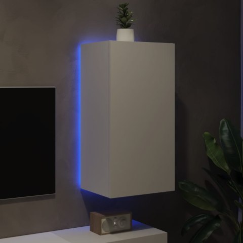 ŚCIENNA SZAFKA TV Z LED, BIAŁA, 40,5X35X80 CM