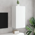 ŚCIENNA SZAFKA TV Z LED, BIAŁA, 40,5X35X80 CM