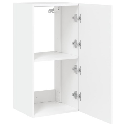ŚCIENNA SZAFKA TV Z LED, BIAŁA, 40,5X35X80 CM