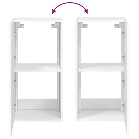 ŚCIENNA SZAFKA TV Z LED, BIAŁA, 40,5X35X80 CM