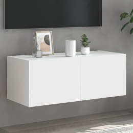 ŚCIENNA SZAFKA TV Z LED, BIAŁA, 80X35X31 CM