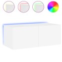 ŚCIENNA SZAFKA TV Z LED, BIAŁA, 80X35X31 CM