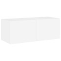 ŚCIENNA SZAFKA TV Z LED, BIAŁA, 80X35X31 CM