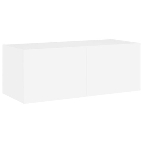ŚCIENNA SZAFKA TV Z LED, BIAŁA, 80X35X31 CM