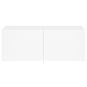 ŚCIENNA SZAFKA TV Z LED, BIAŁA, 80X35X31 CM