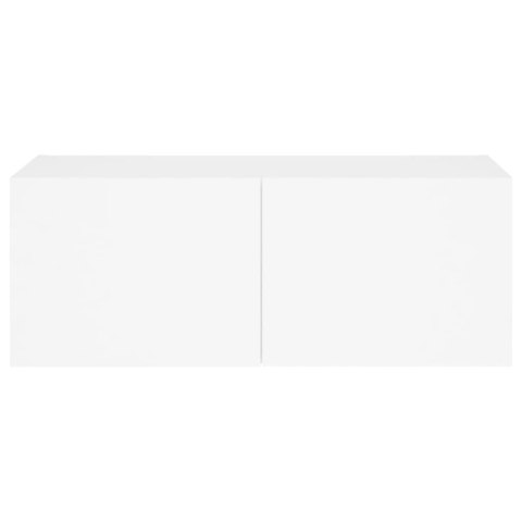 ŚCIENNA SZAFKA TV Z LED, BIAŁA, 80X35X31 CM