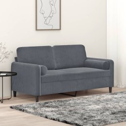2-OSOBOWA SOFA Z PODUSZKAMI CIEMNOSZARA 140CM AKSAMIT