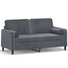 2-OSOBOWA SOFA Z PODUSZKAMI CIEMNOSZARA 140CM AKSAMIT