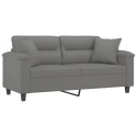 2-OSOBOWA SOFA Z PODUSZKAMI CIEMNOSZARA 140CM MIKROFIBRA