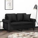 2-OSOBOWA SOFA Z PODUSZKAMI CZARNA 120CM SZTUCZNA SKÓRA