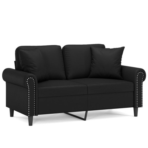 2-OSOBOWA SOFA Z PODUSZKAMI CZARNA 120CM SZTUCZNA SKÓRA