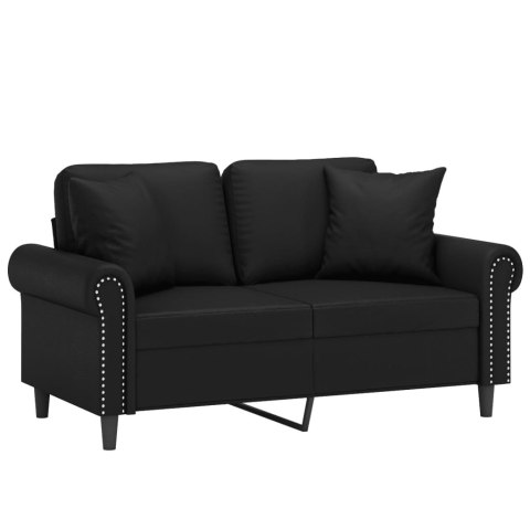 2-OSOBOWA SOFA Z PODUSZKAMI CZARNA 120CM SZTUCZNA SKÓRA