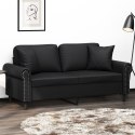 2-OSOBOWA SOFA Z PODUSZKAMI CZARNA 140CM SZTUCZNA SKÓRA