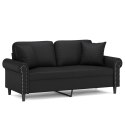 2-OSOBOWA SOFA Z PODUSZKAMI CZARNA 140CM SZTUCZNA SKÓRA