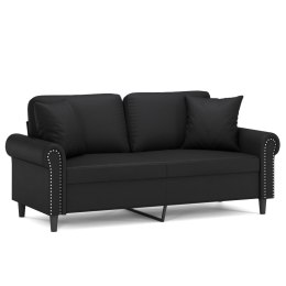 2-OSOBOWA SOFA Z PODUSZKAMI CZARNA 140CM SZTUCZNA SKÓRA