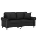2-OSOBOWA SOFA Z PODUSZKAMI CZARNA 140CM SZTUCZNA SKÓRA