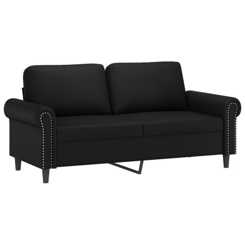 2-OSOBOWA SOFA Z PODUSZKAMI CZARNA 140CM SZTUCZNA SKÓRA