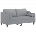 2-OSOBOWA SOFA Z PODUSZKAMI JASNOSZARA 140CM TKANINA