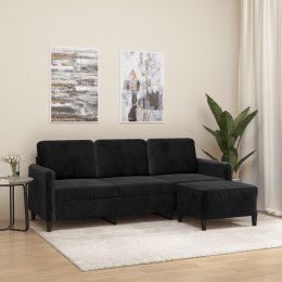 3-OSOBOWA SOFA Z PODNÓŻKIEM CZARNA 180CM AKSAMIT