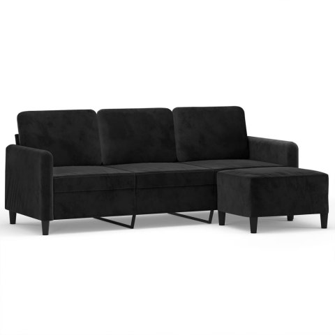 3-OSOBOWA SOFA Z PODNÓŻKIEM CZARNA 180CM AKSAMIT
