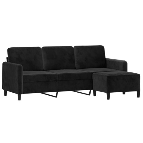 3-OSOBOWA SOFA Z PODNÓŻKIEM CZARNA 180CM AKSAMIT