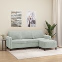 3-OSOBOWA SOFA Z PODNÓŻKIEM JASNOSZARA 180CM AKSAMIT