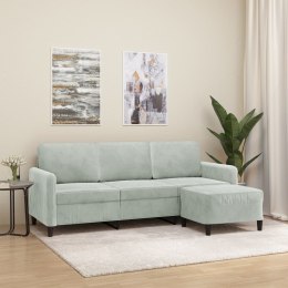 3-OSOBOWA SOFA Z PODNÓŻKIEM JASNOSZARA 180CM AKSAMIT