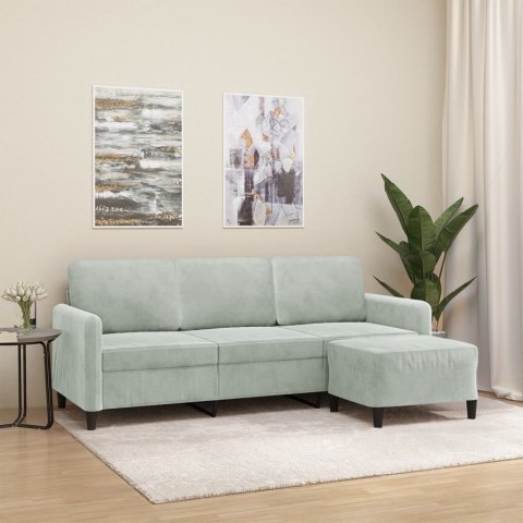 3-OSOBOWA SOFA Z PODNÓŻKIEM JASNOSZARA 180CM AKSAMIT