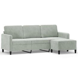 3-OSOBOWA SOFA Z PODNÓŻKIEM JASNOSZARA 180CM AKSAMIT