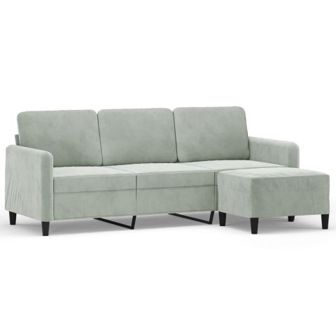 3-OSOBOWA SOFA Z PODNÓŻKIEM JASNOSZARA 180CM AKSAMIT