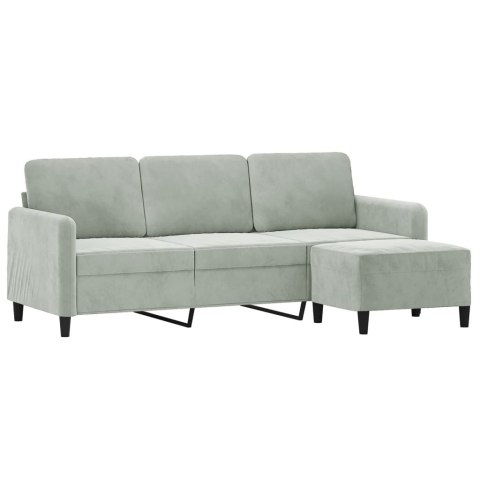 3-OSOBOWA SOFA Z PODNÓŻKIEM JASNOSZARA 180CM AKSAMIT