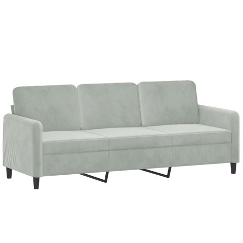 3-OSOBOWA SOFA Z PODNÓŻKIEM JASNOSZARA 180CM AKSAMIT
