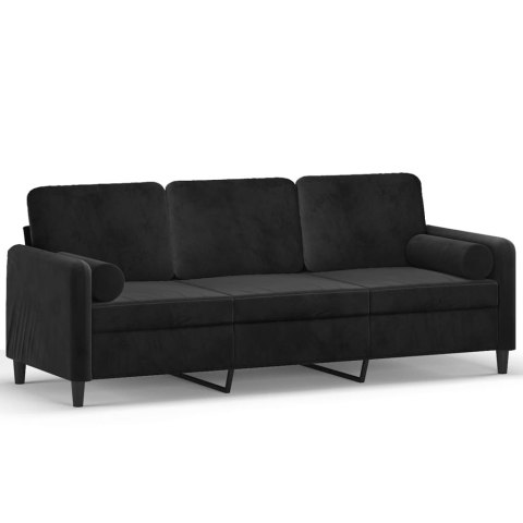 3-OSOBOWA SOFA Z PODUSZKAMI CZARNA 180CM AKSAMIT