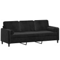 3-OSOBOWA SOFA Z PODUSZKAMI CZARNA 180CM AKSAMIT